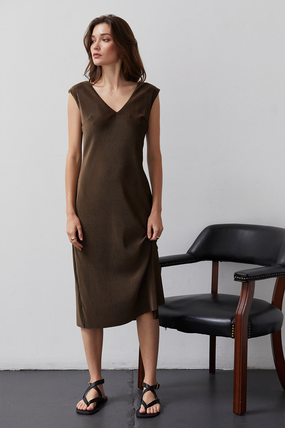 Estelle Knit Plisse Midi Dress