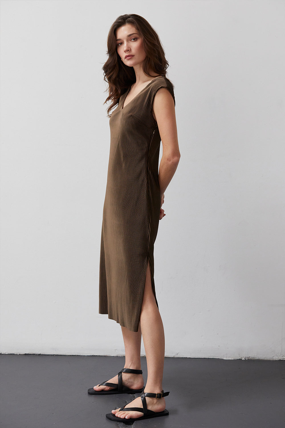 Estelle Knit Plisse Midi Dress