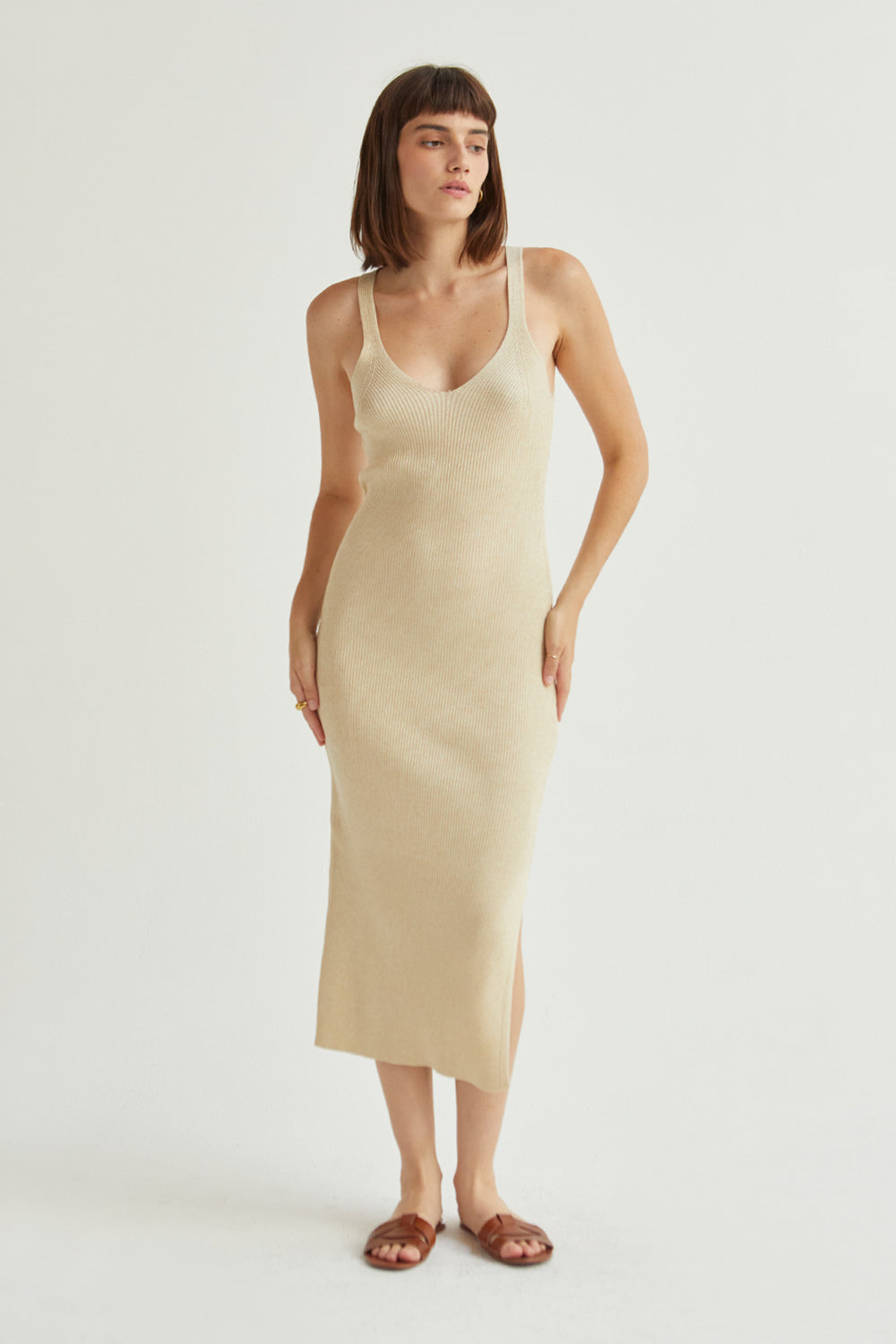 Monnie Ribbed Knit Midi Dress