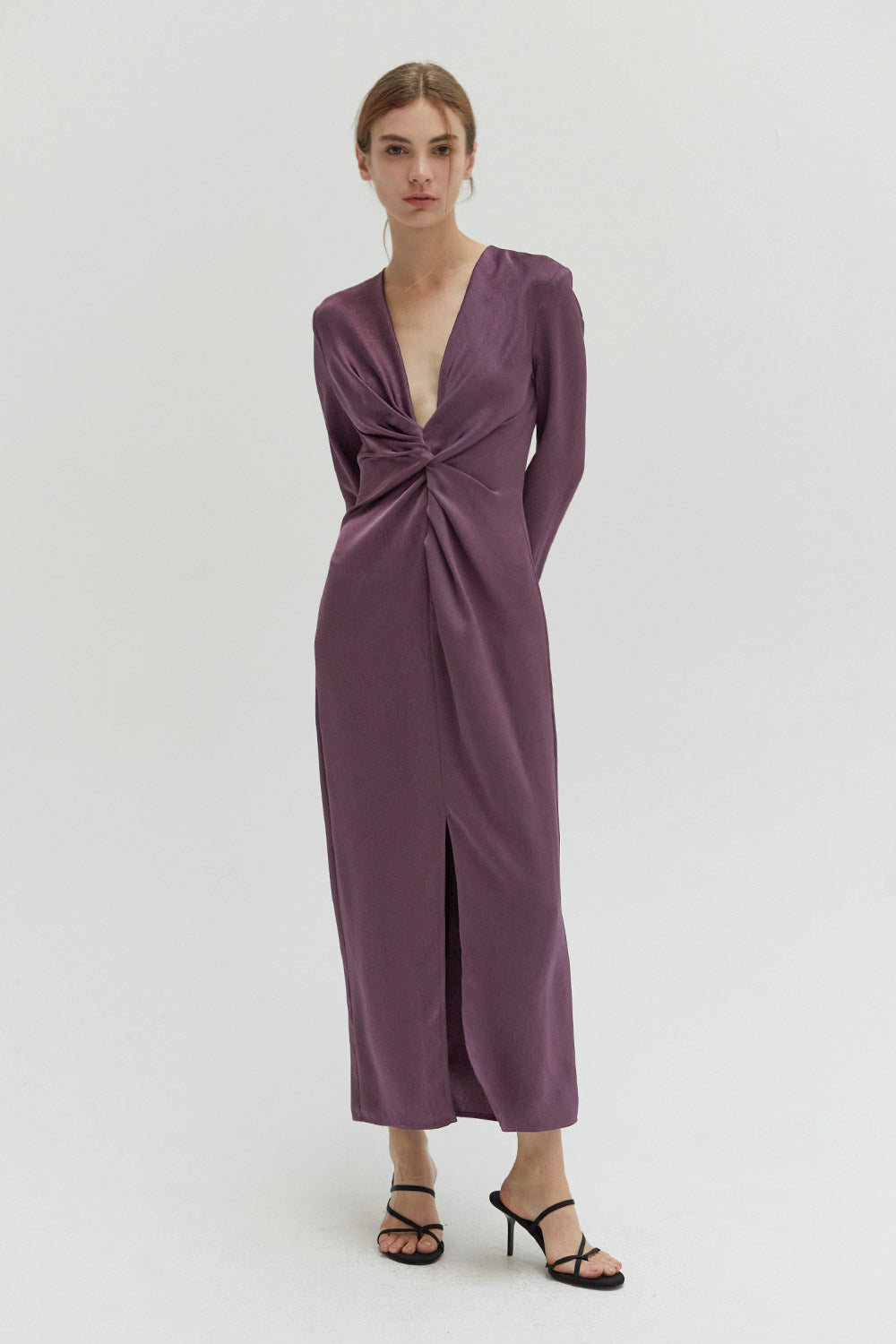 Monique Textured Satin Midi Dress