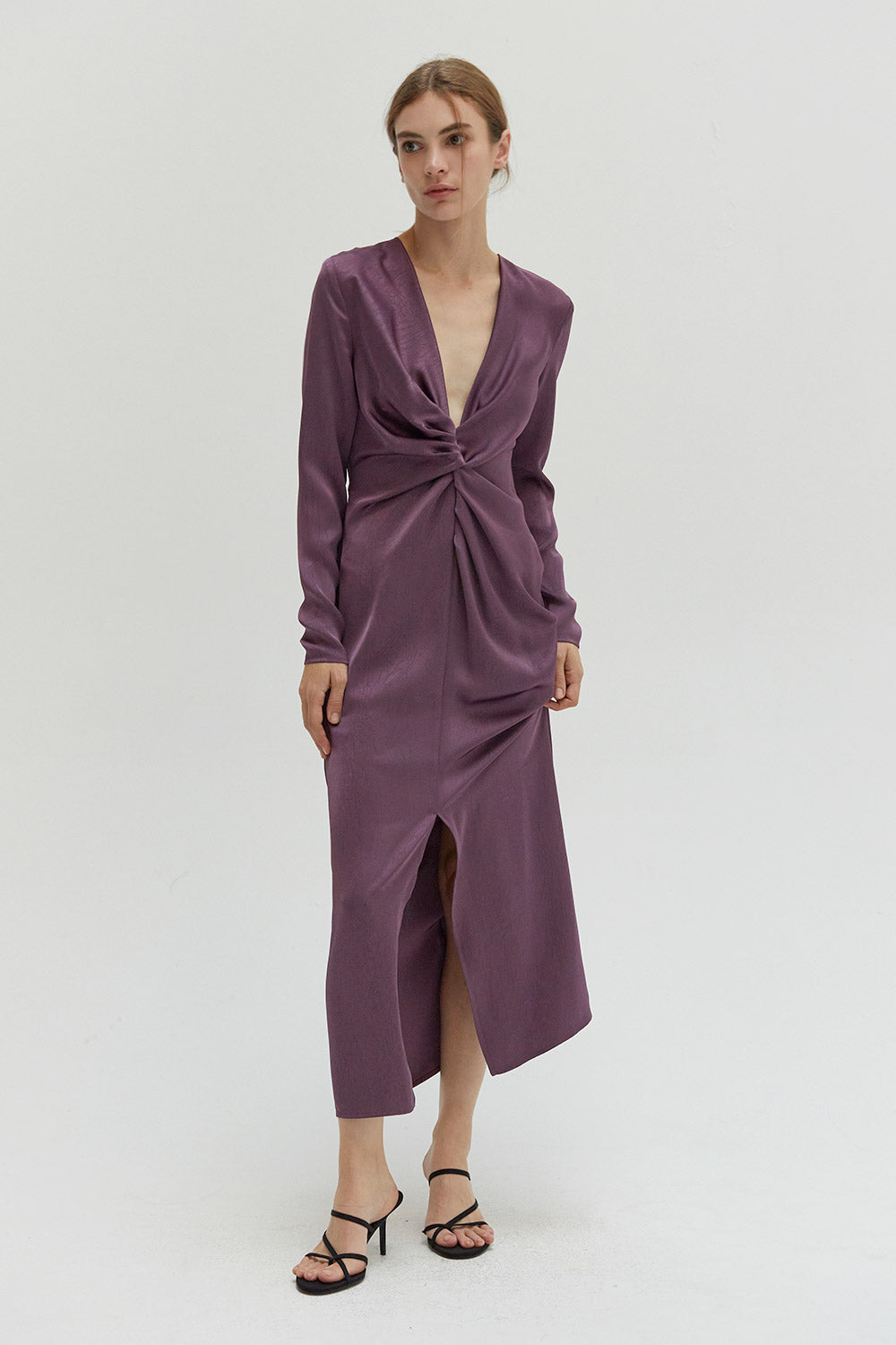 Monique Textured Satin Midi Dress