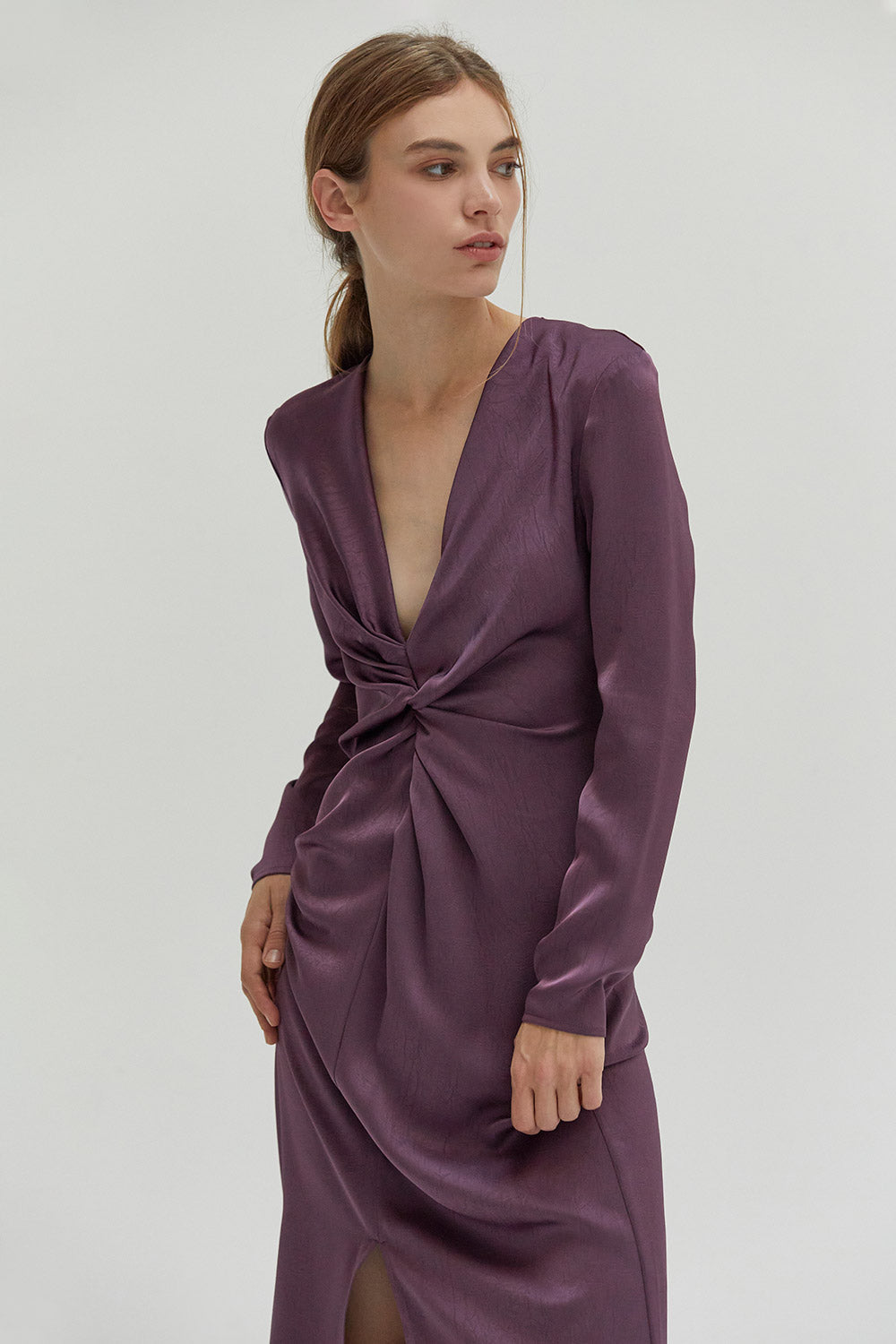 Monique Textured Satin Midi Dress