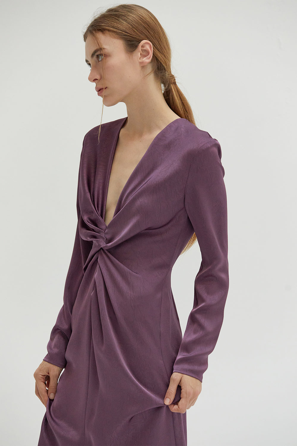 Monique Textured Satin Midi Dress