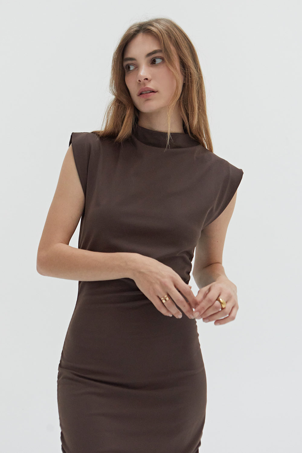 Elize Mock Neck Knit Midi Dress