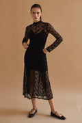 Scarlett Mock Neck Lace Midi Dress