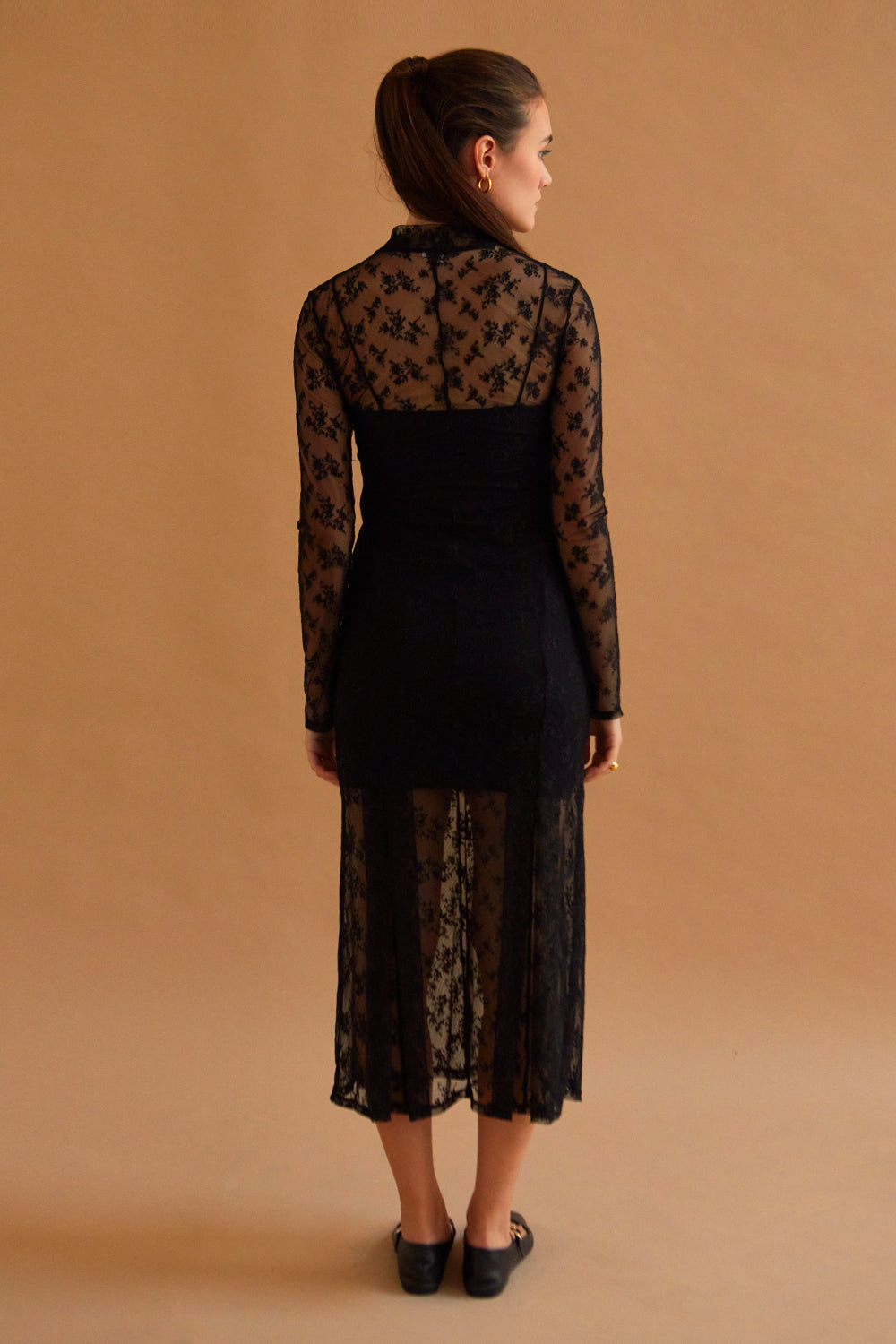 Scarlett Mock Neck Lace Midi Dress