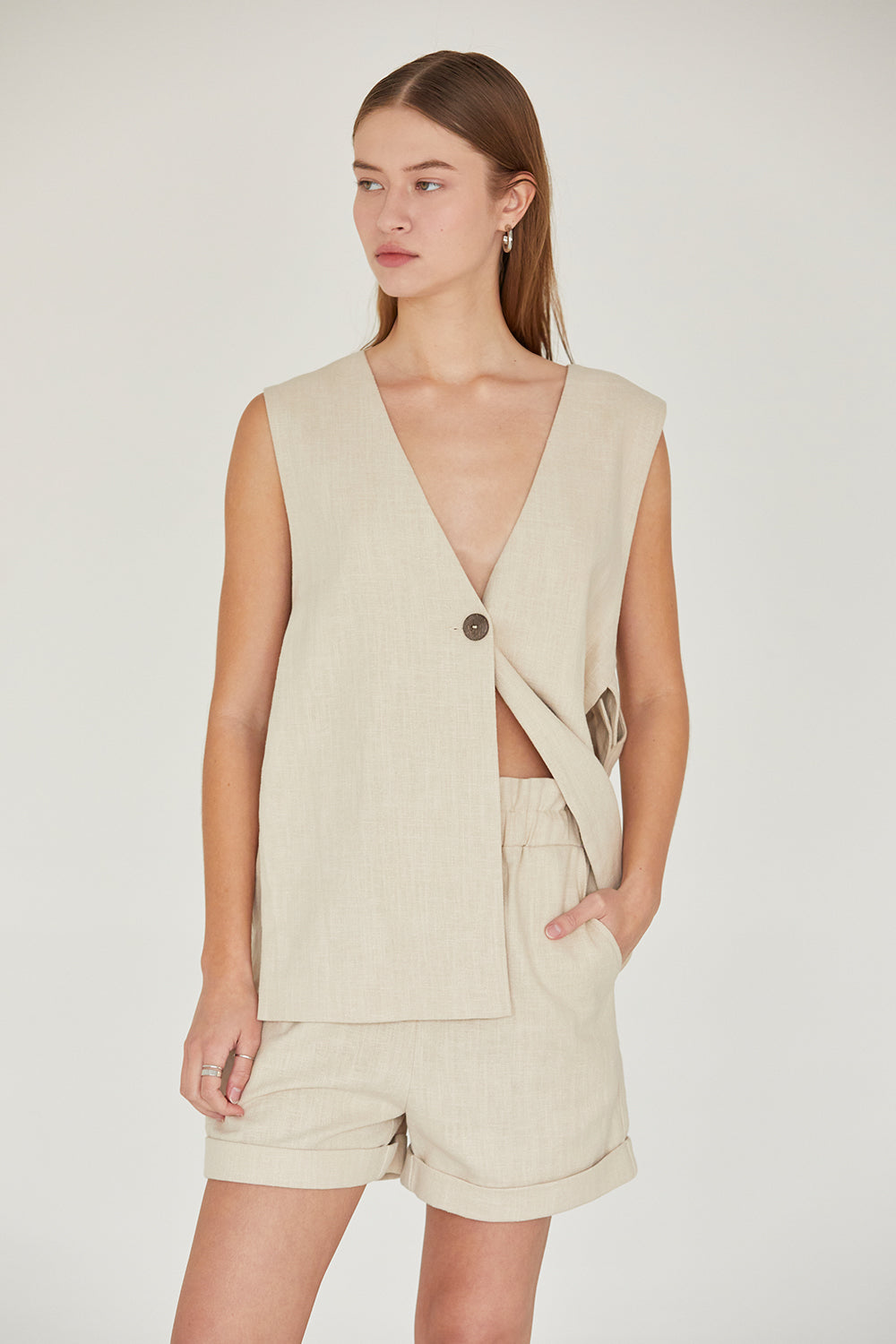 McKenna Linen Blazer Vest