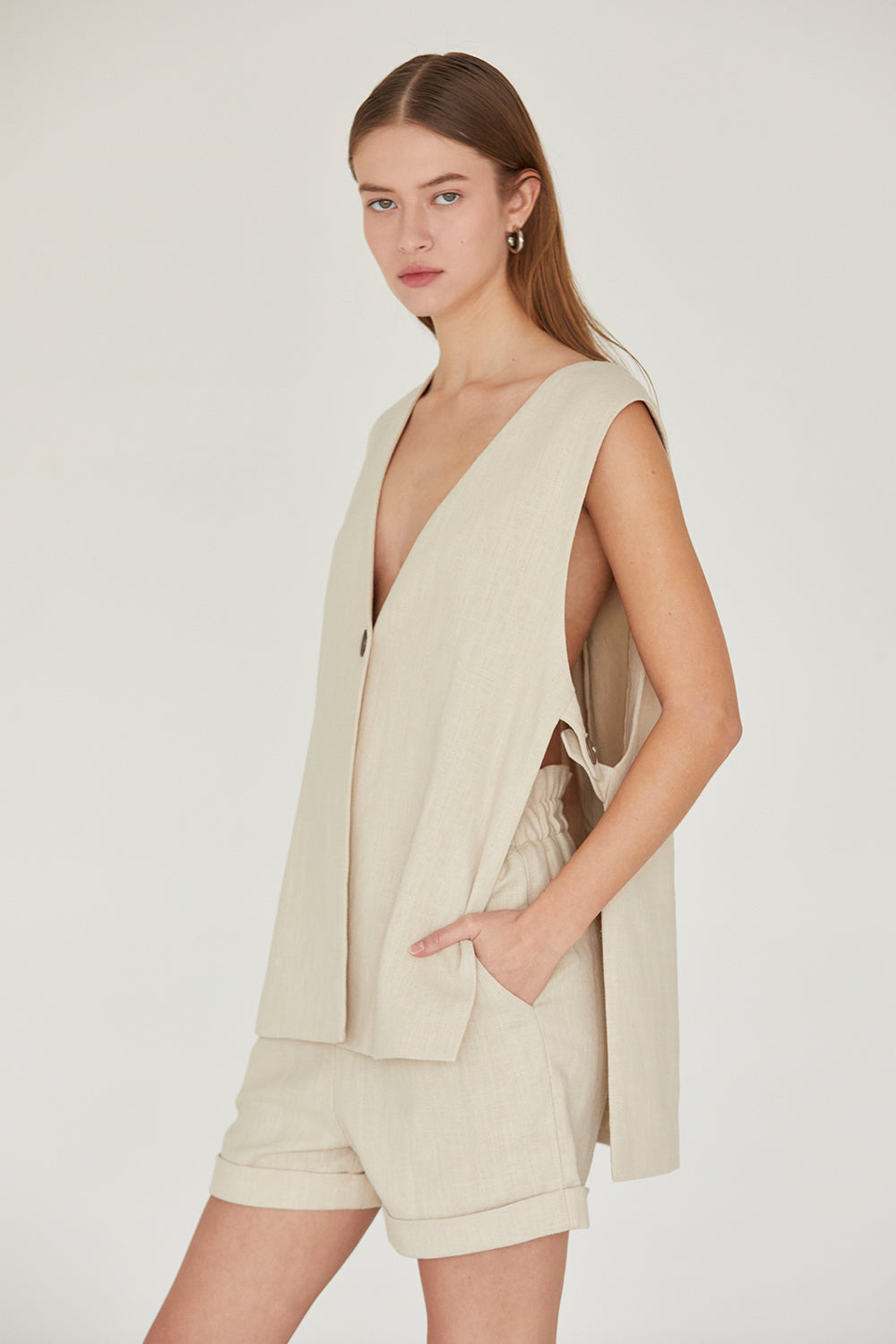 McKenna Linen Blazer Vest