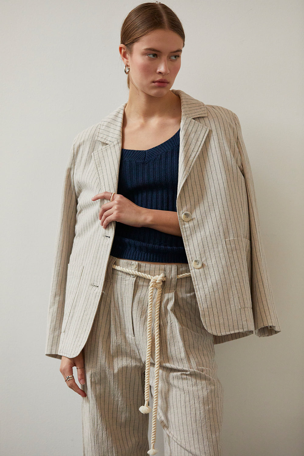Riley Cotton Stripe Blazer