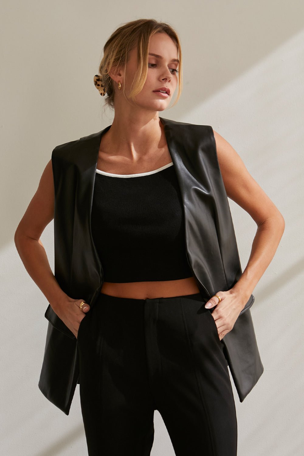 Brooklyn Vegan Leather Vest Jacket