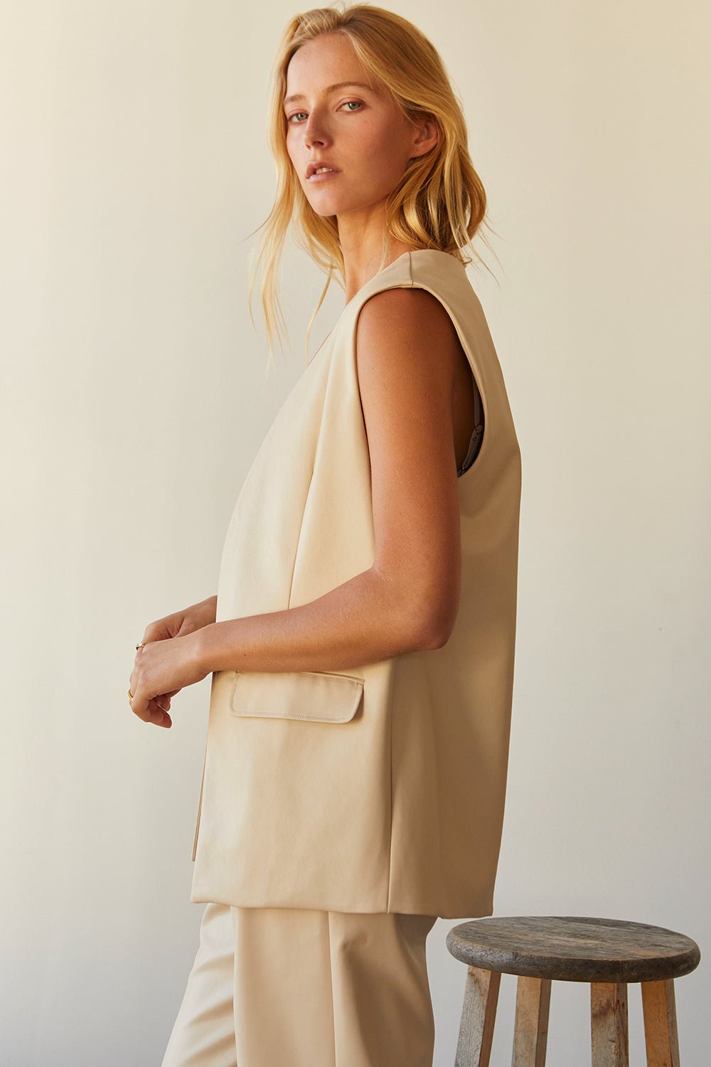 Brooklyn Vegan Leather Vest Jacket