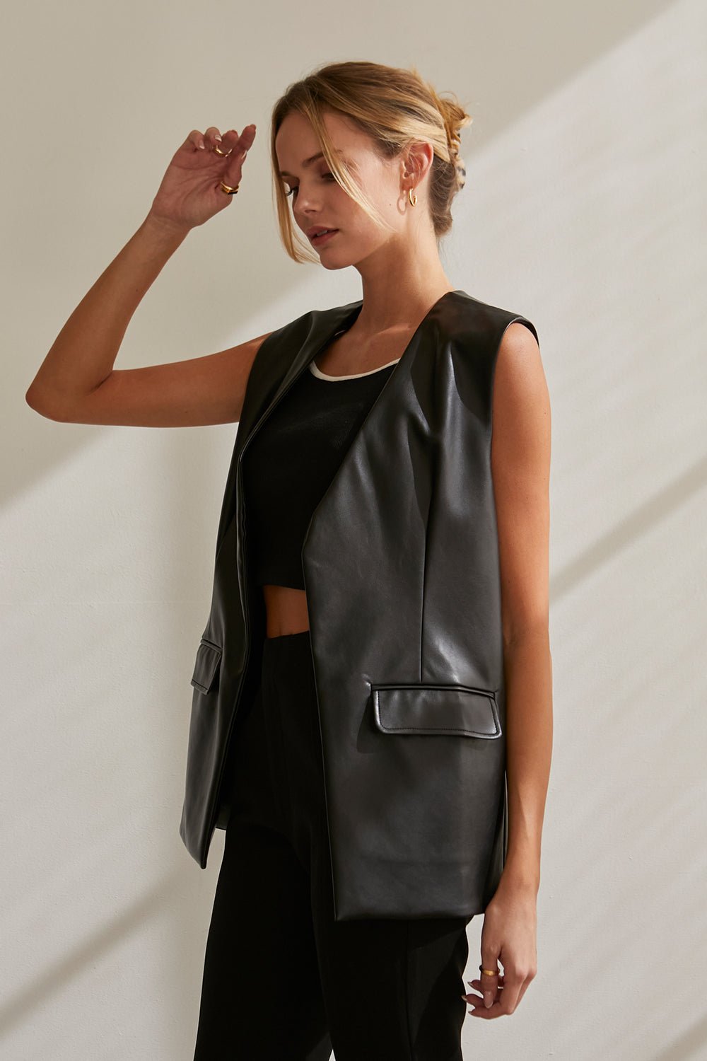 Brooklyn Vegan Leather Vest Jacket