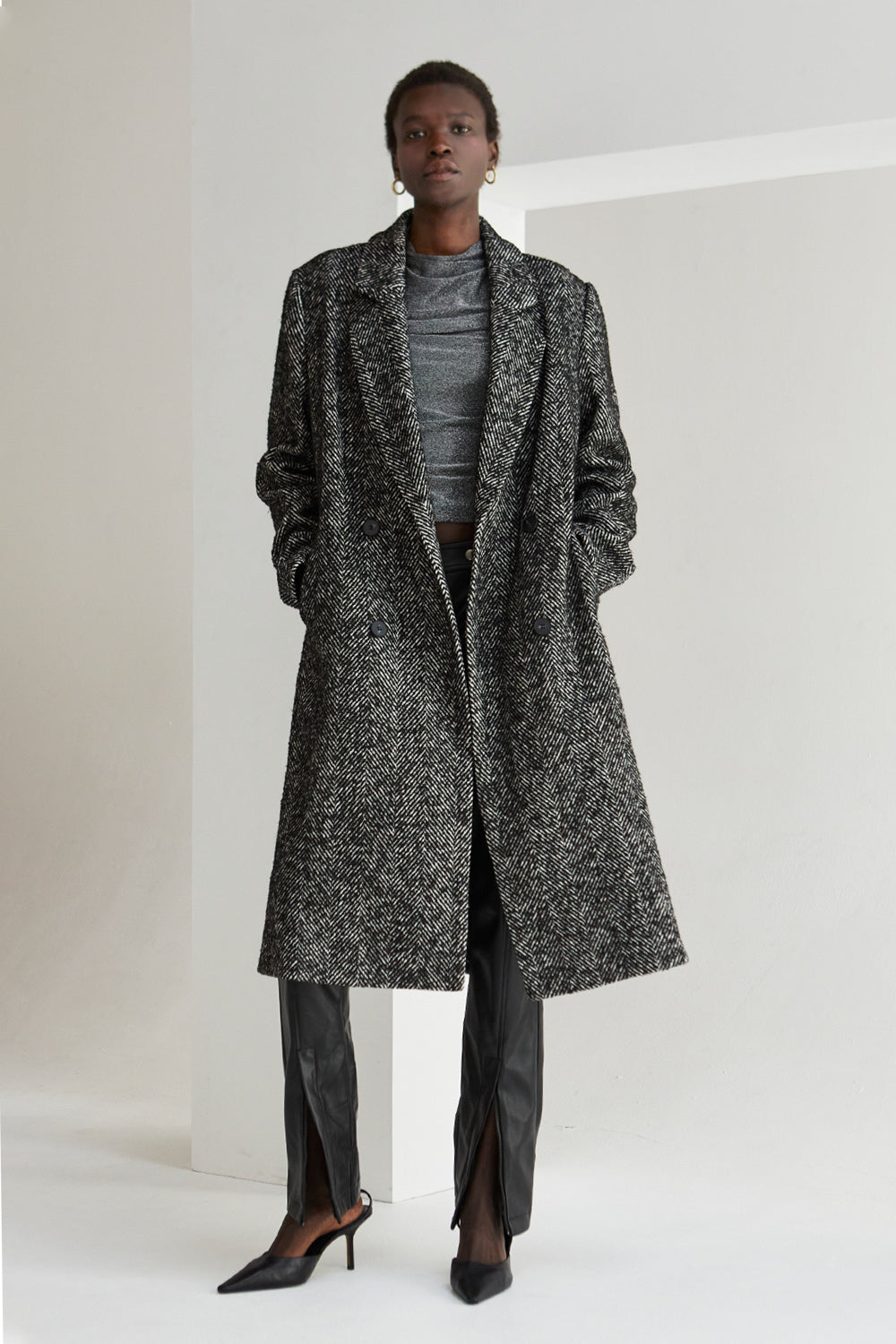 Savannah Brushed Herringbone Coat