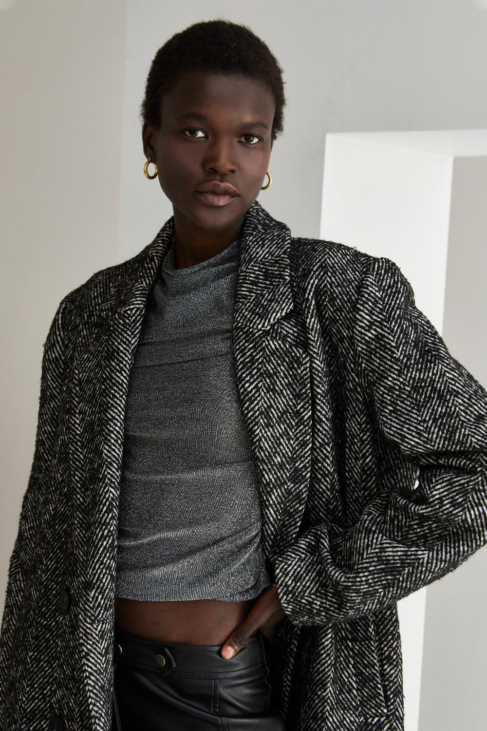 Savannah Brushed Herringbone Coat