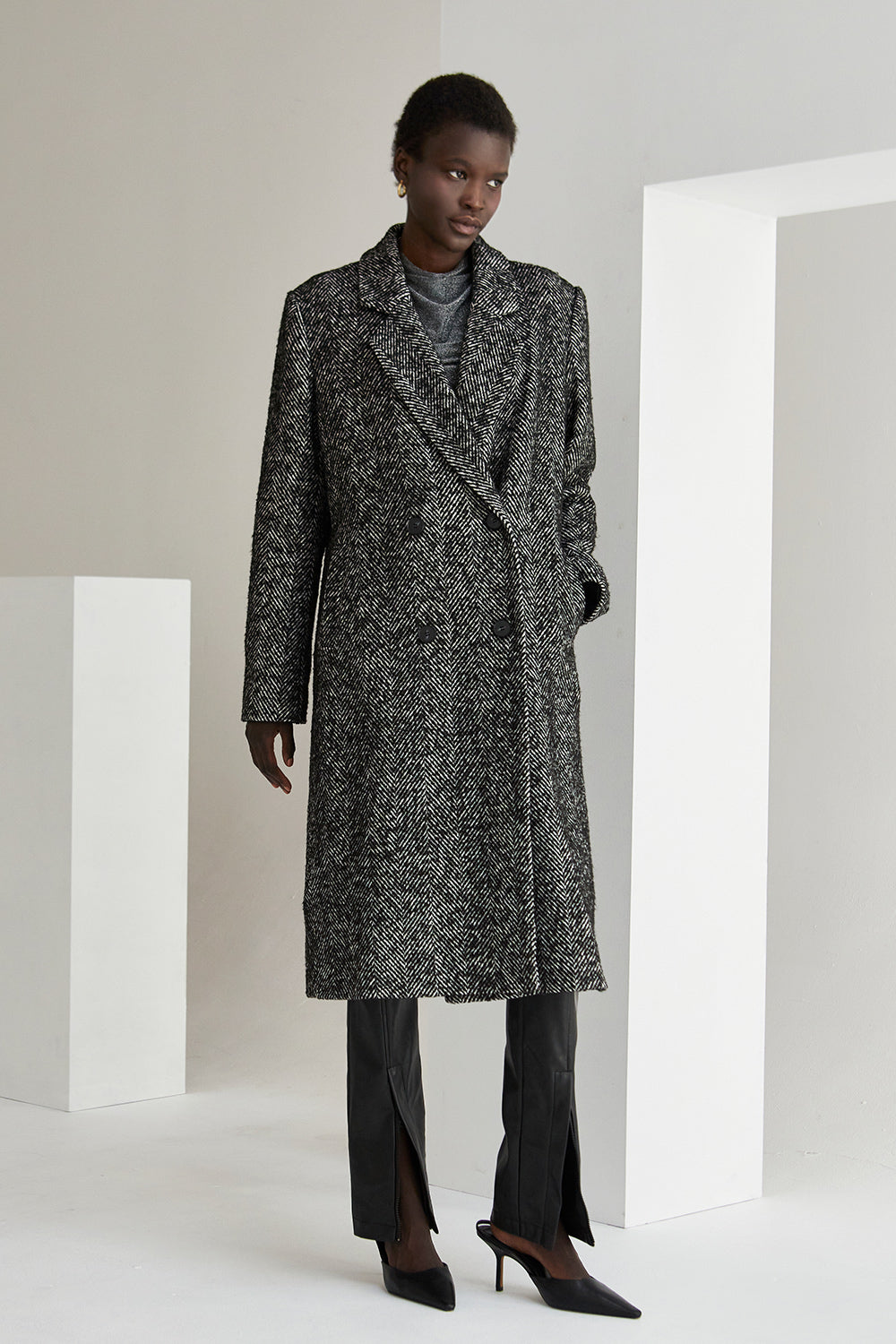 Savannah Brushed Herringbone Coat