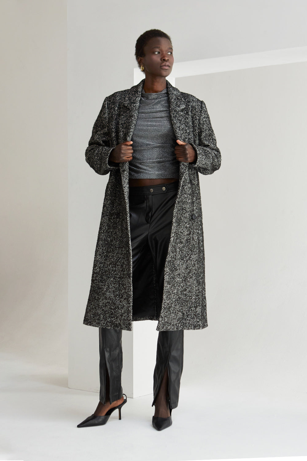 Savannah Brushed Herringbone Coat