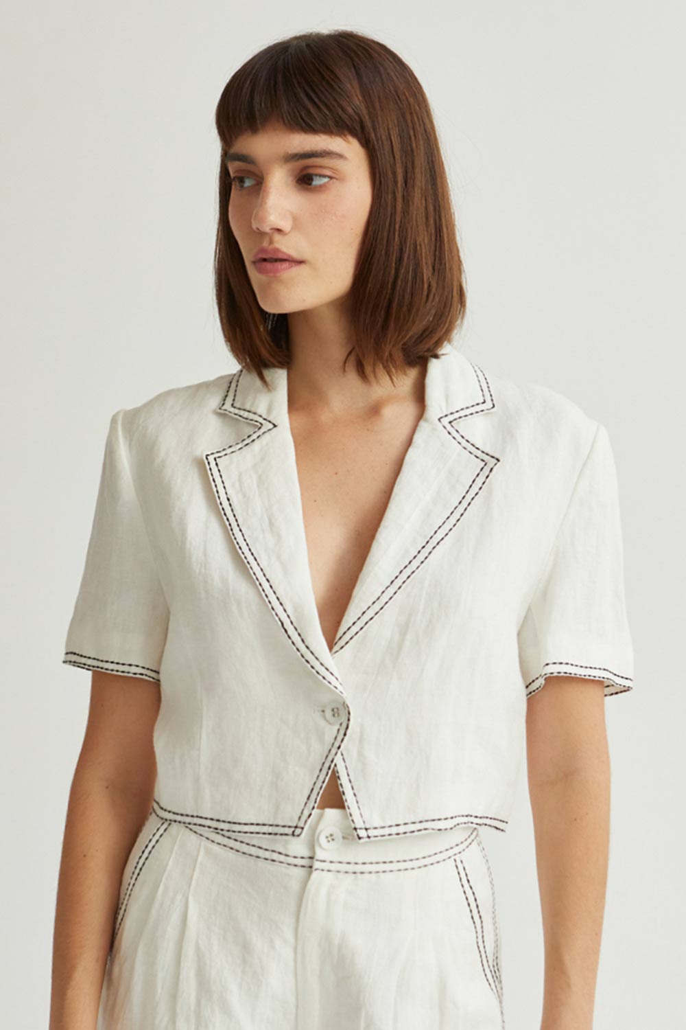 Jessie Contrast Stitch Blazer Top