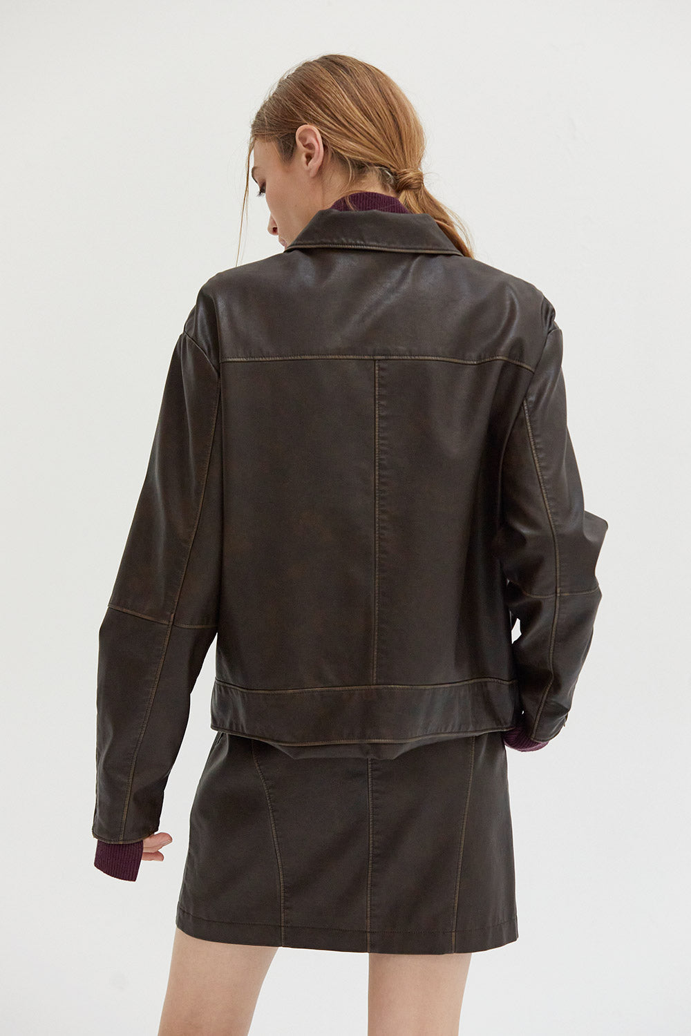 Devin Distressed Vegan Leather Jacket