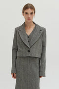 Blaire Brushed Herringbone Cropped Blazer