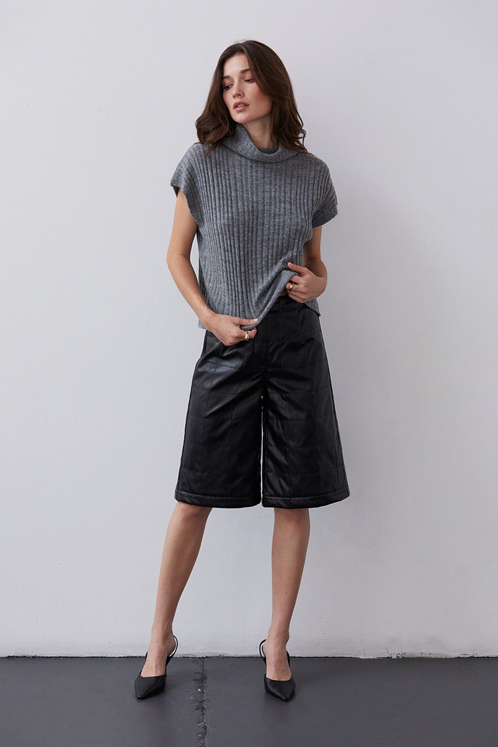 Amanda Vegan Leather Bermuda Shorts