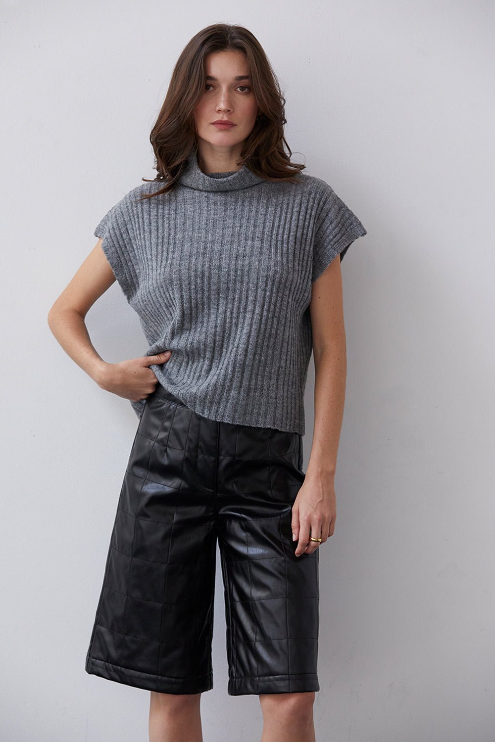 Amanda Vegan Leather Bermuda Shorts