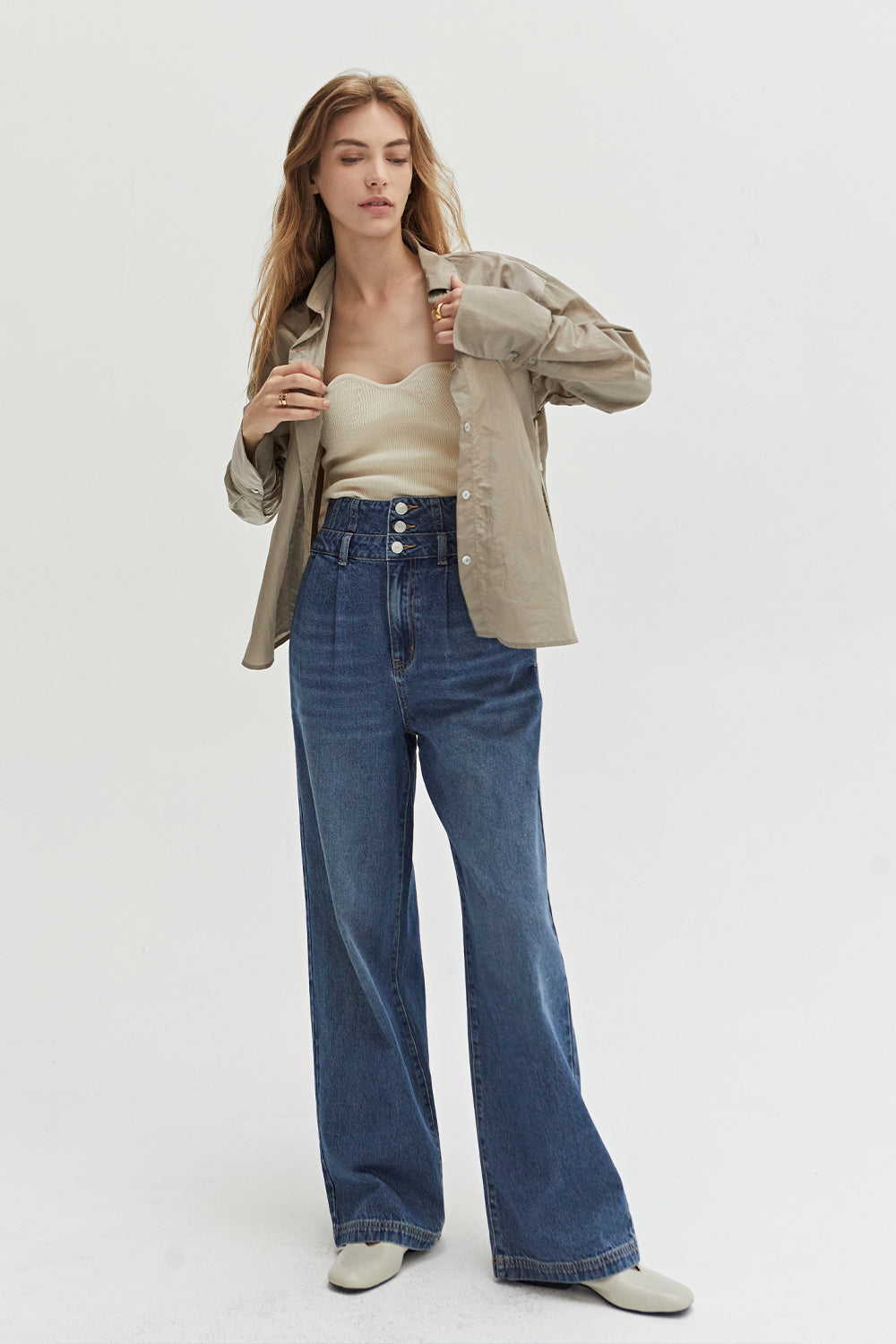 Corset Detailed Denim Pants