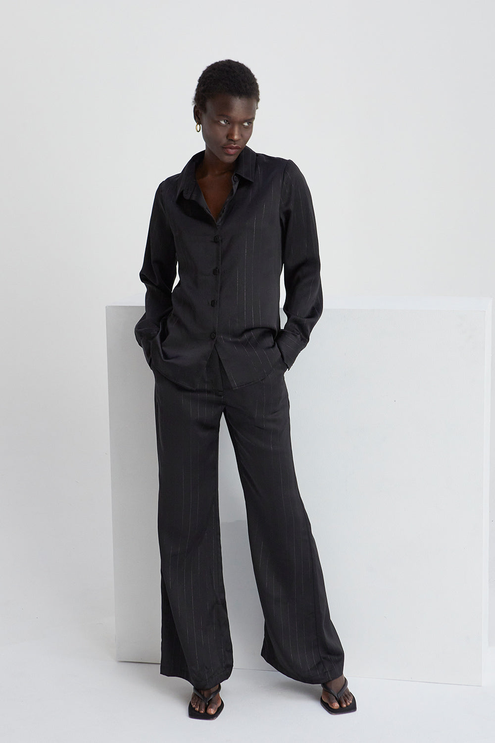 Tamara Satin Pinstripe Pants