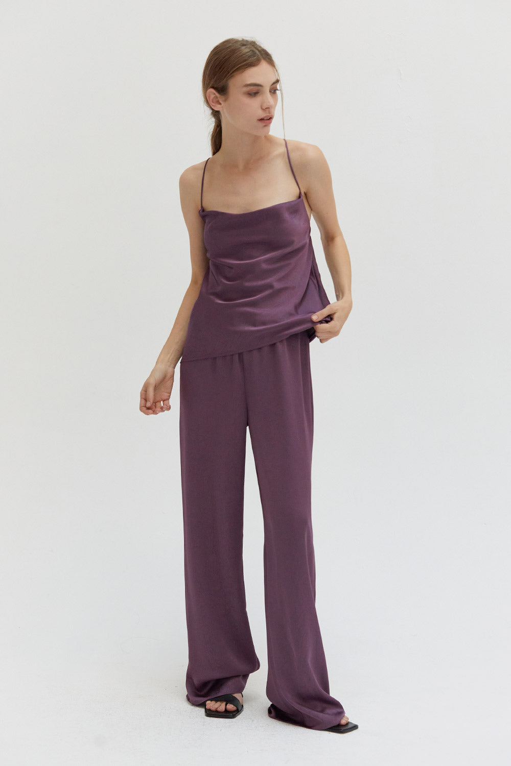Textured Satin Pants