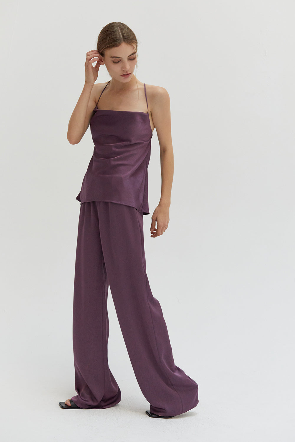 Textured Satin Pants