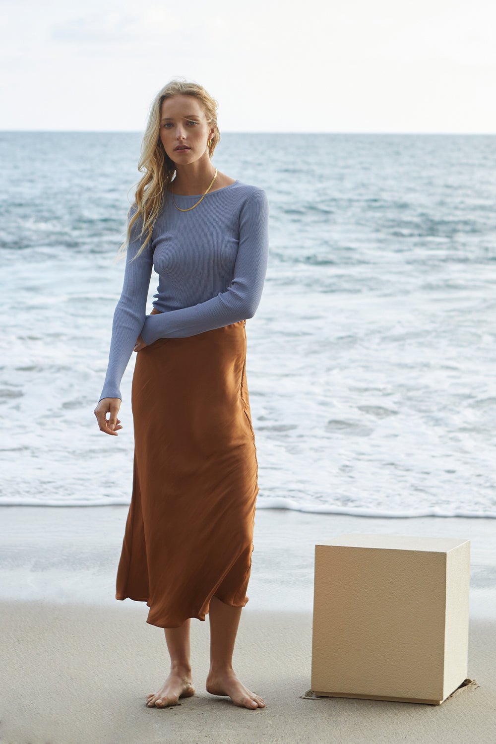 Clover Satin Midi Skirt