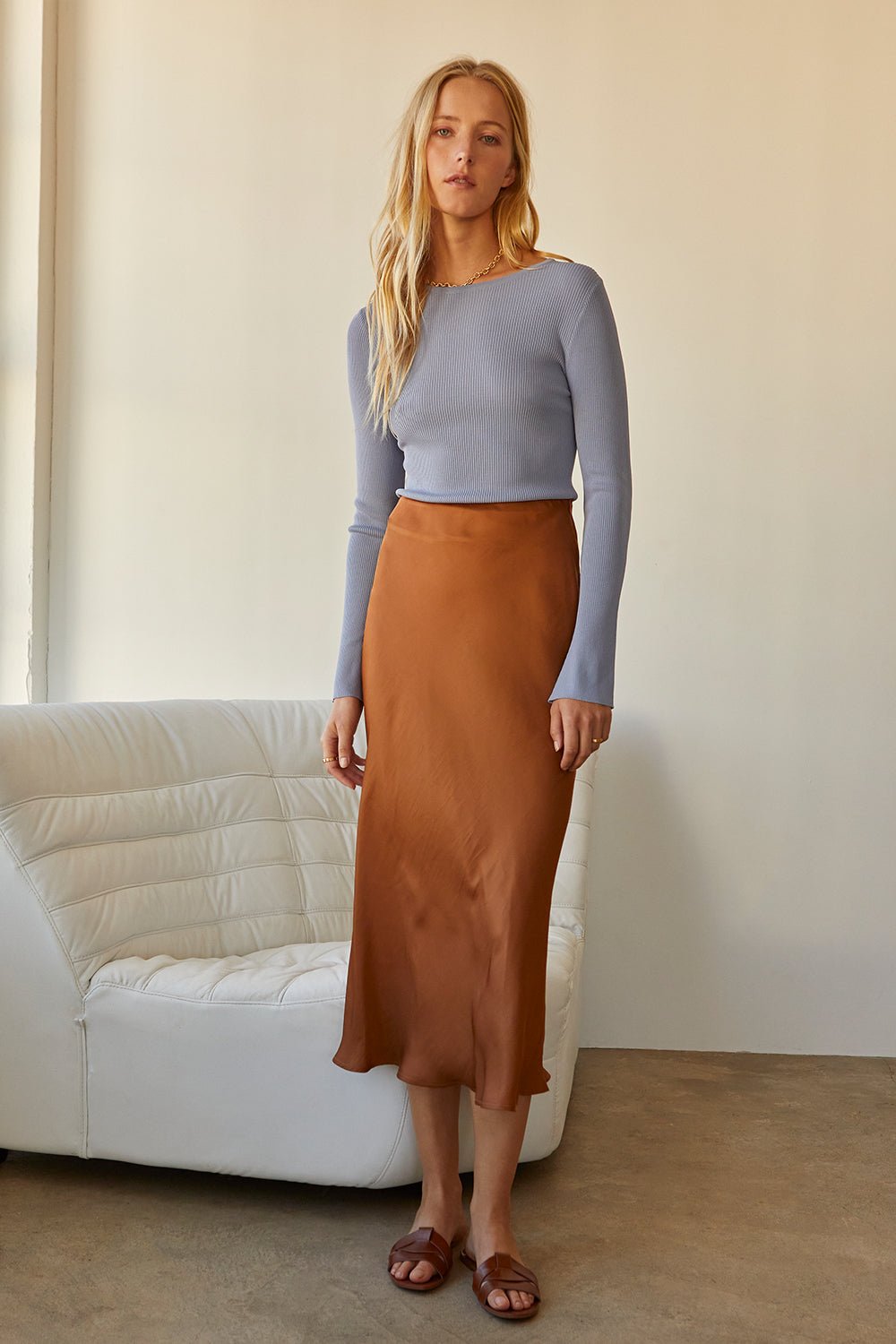 Clover Satin Midi Skirt