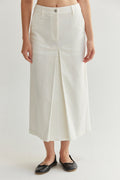 Lux White Denim Midi Skirt