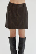 Distressed Vegan Leather Mini Skirt