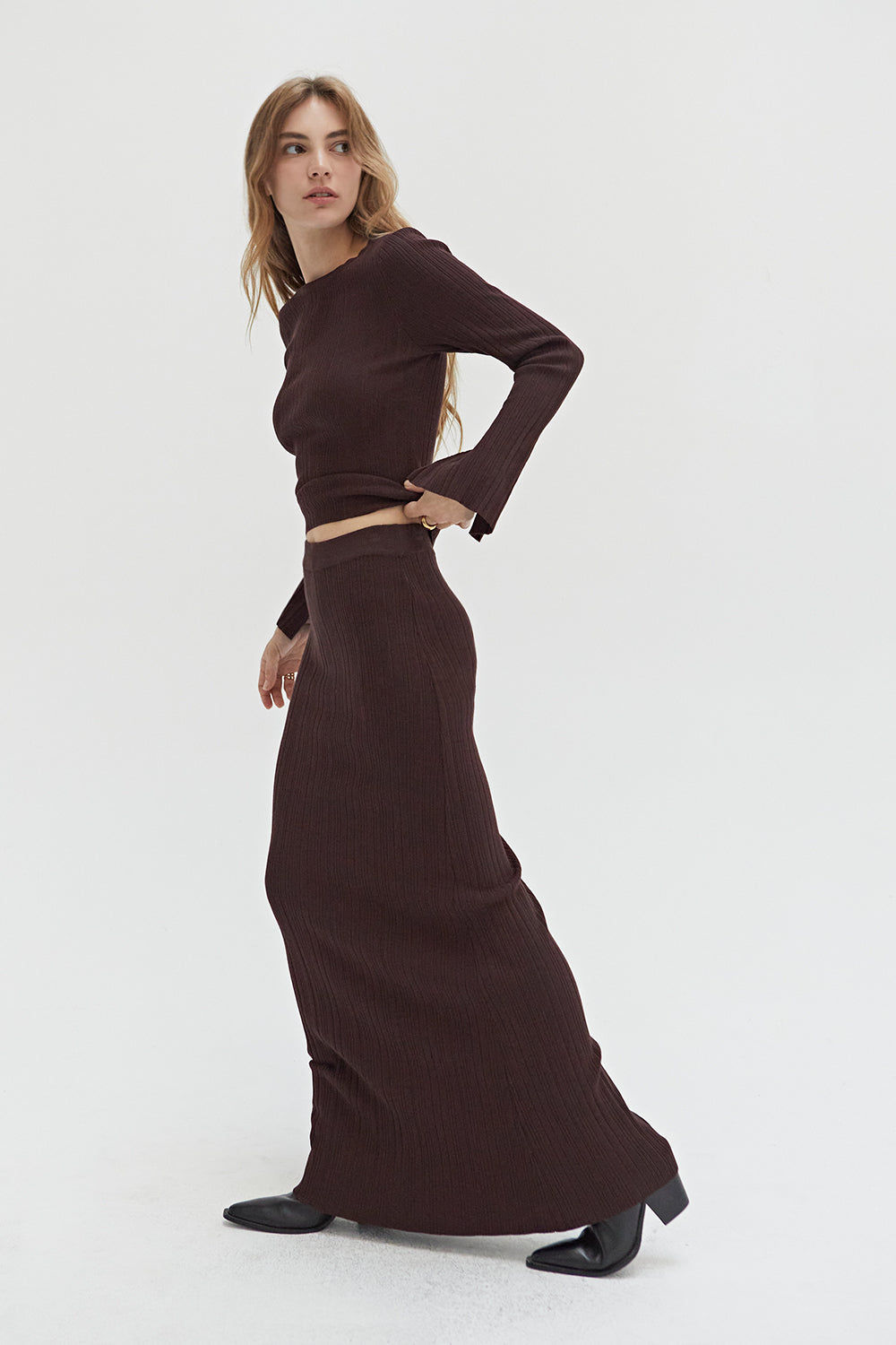 Jessie Ribbed Knit Maxi Skirt
