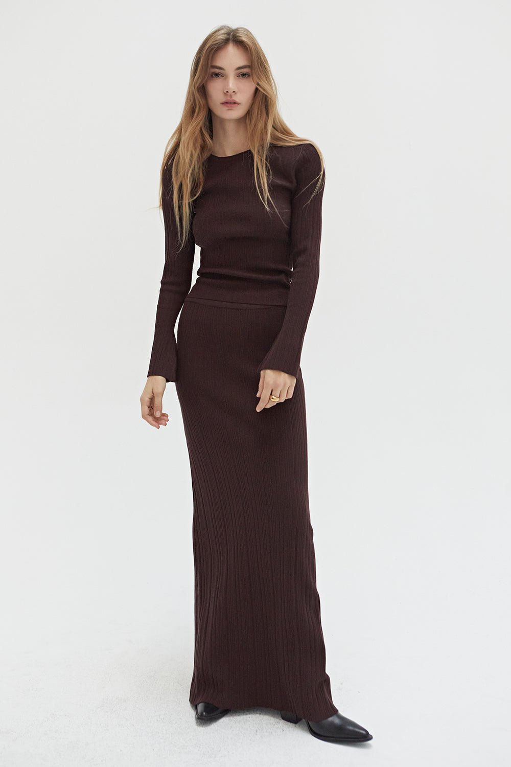 Jessie Ribbed Knit Maxi Skirt
