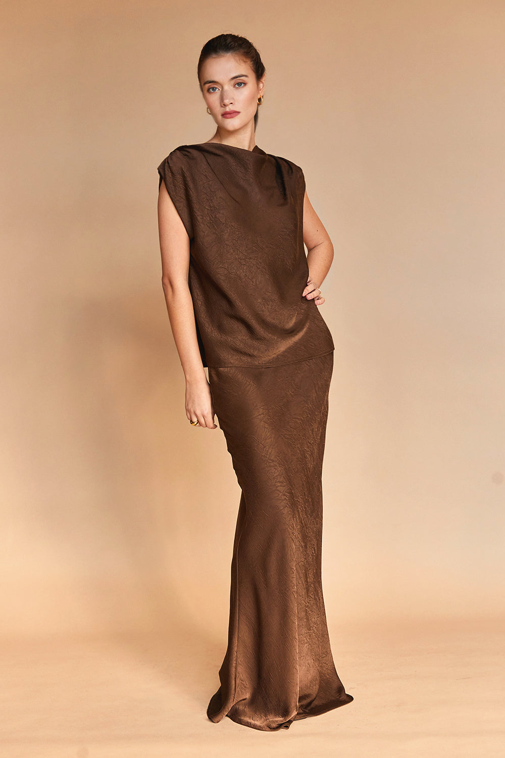 Iris Crushed Satin Maxi Skirt