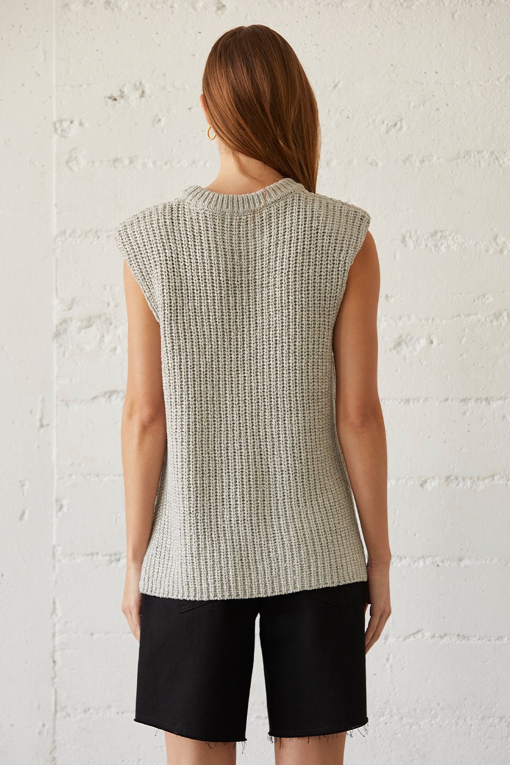 Bora Knit Top - Beige & Cool Grey