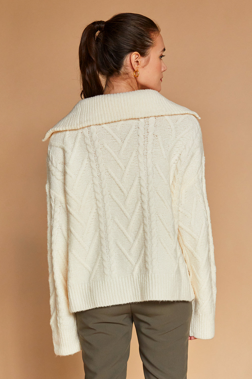 Finley Front Zip Chunky Cable Knit Sweater