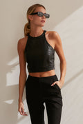 Laci Vegan Leather Crop Top