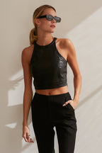 Laci Vegan Leather Crop Top