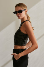 Laci Vegan Leather Crop Top