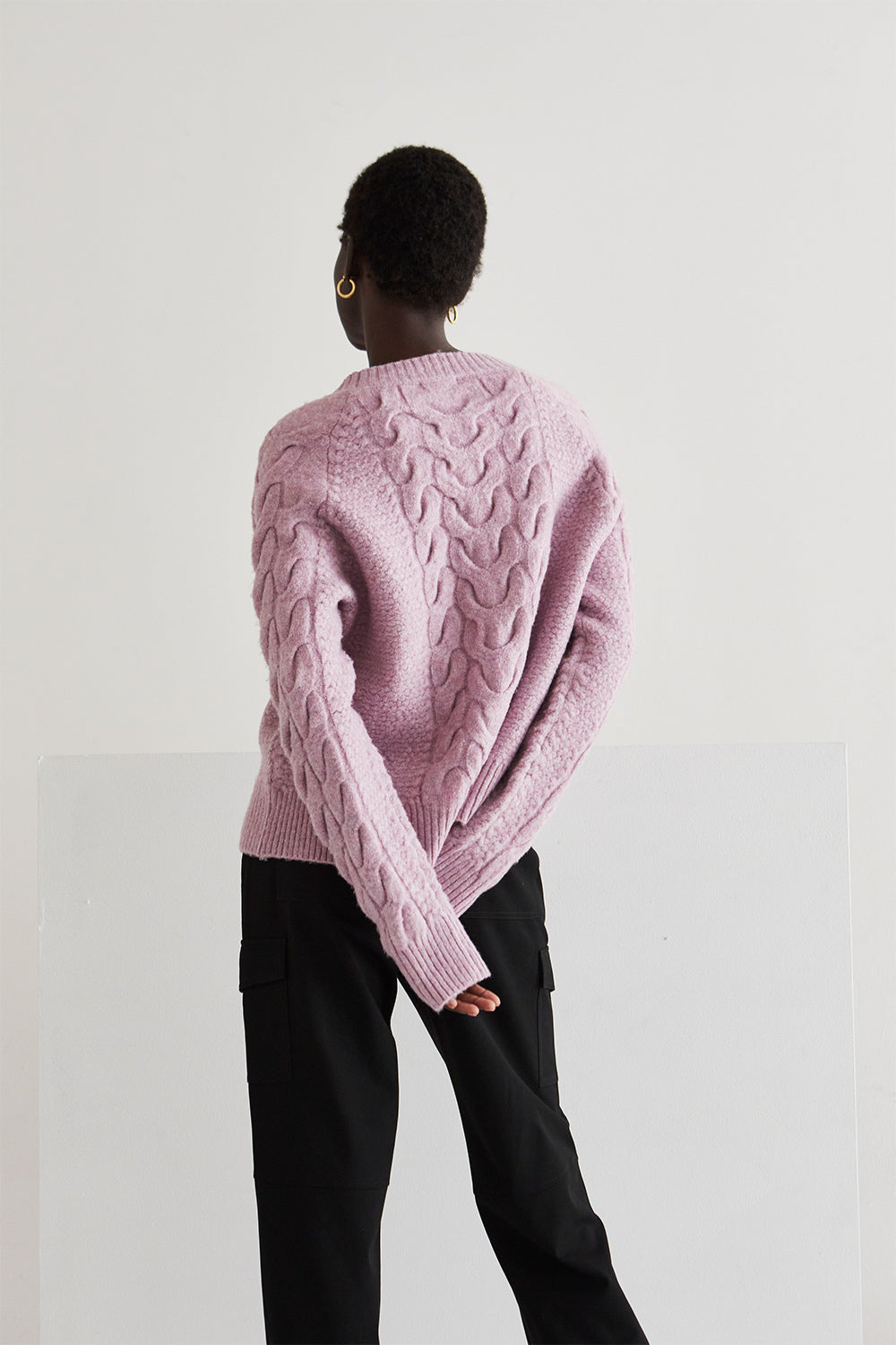 Cable Knit Sweater - Lavender