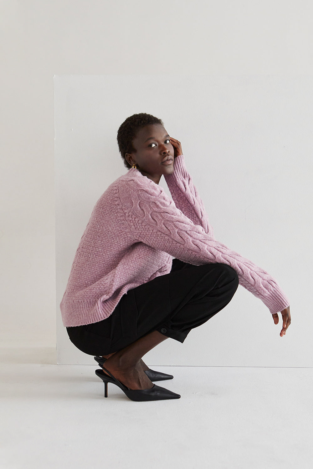 Cable Knit Sweater - Lavender