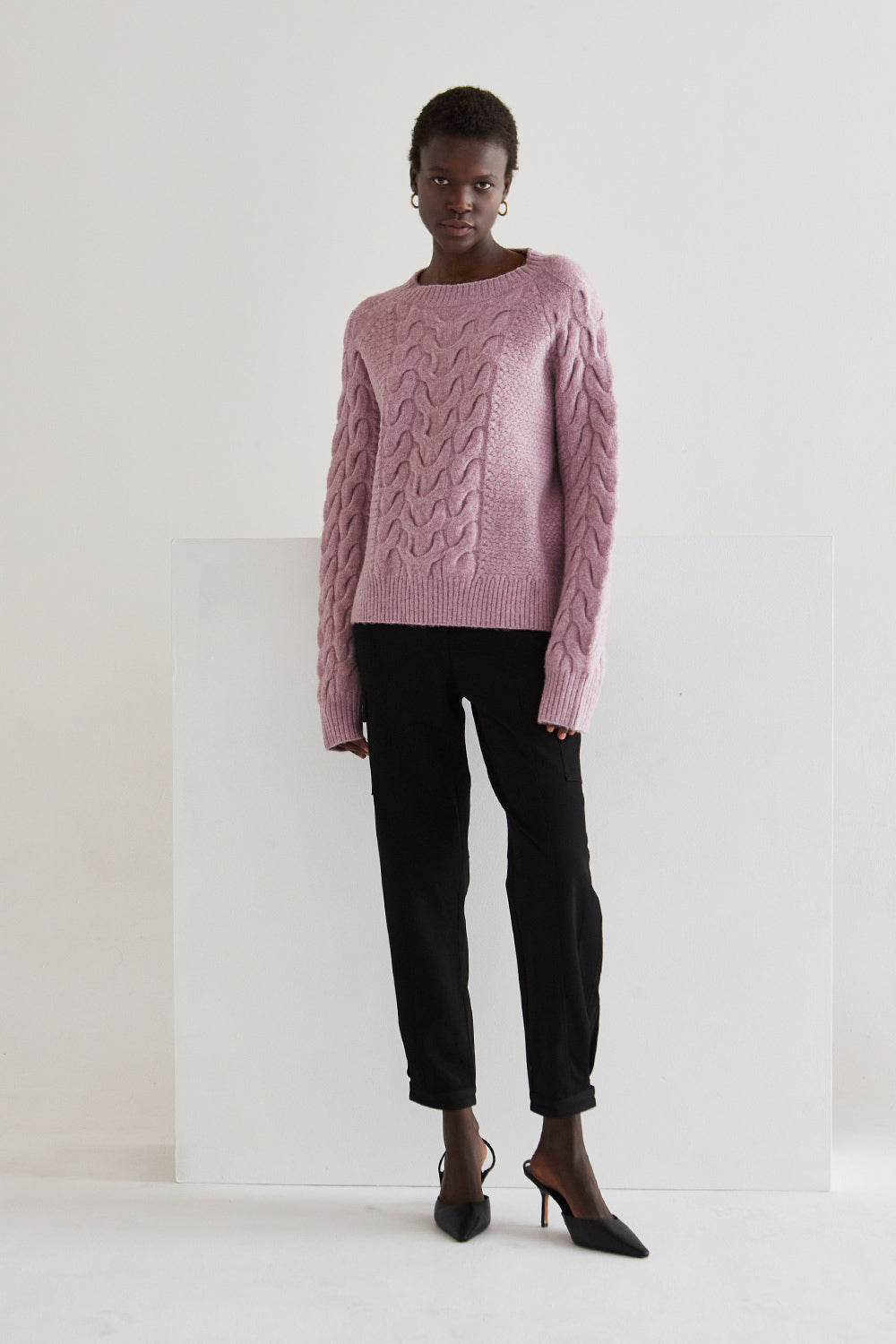 Cable Knit Sweater - Lavender