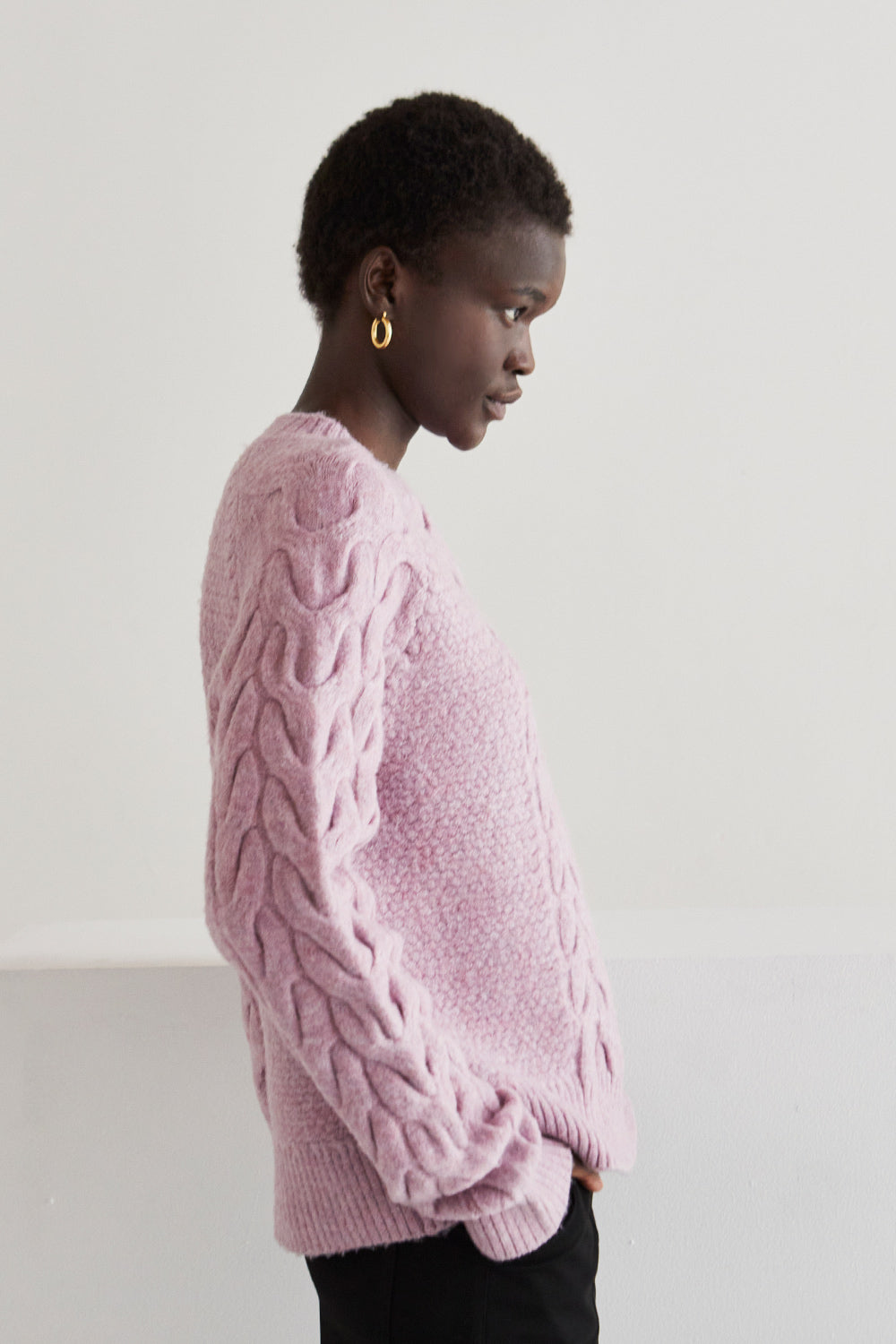 Cable Knit Sweater - Lavender