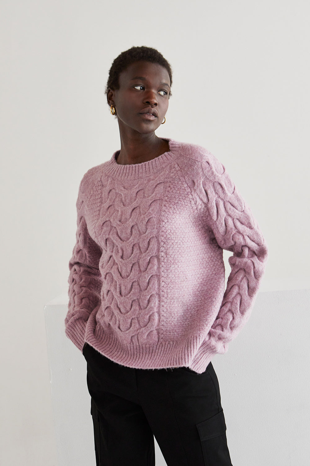 Cable Knit Sweater - Lavender
