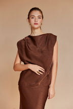 Claire Cowl Neck Crushed Satin Top