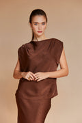 Claire Cowl Neck Crushed Satin Top