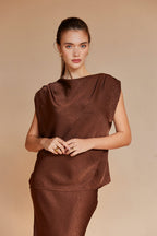 Claire Cowl Neck Crushed Satin Top