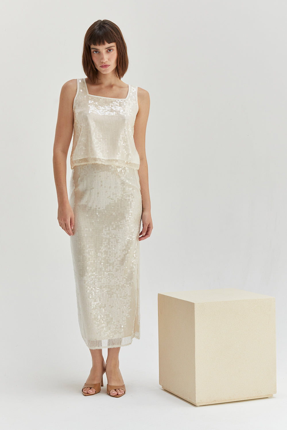 Mavis Sequins Midi Skirt